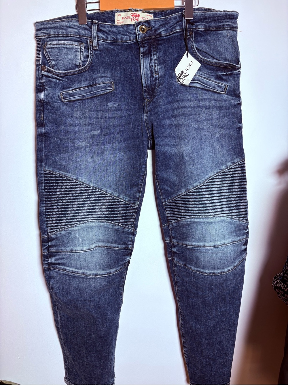 Parasuco Men's Dark Blue Moto Slim Jeans